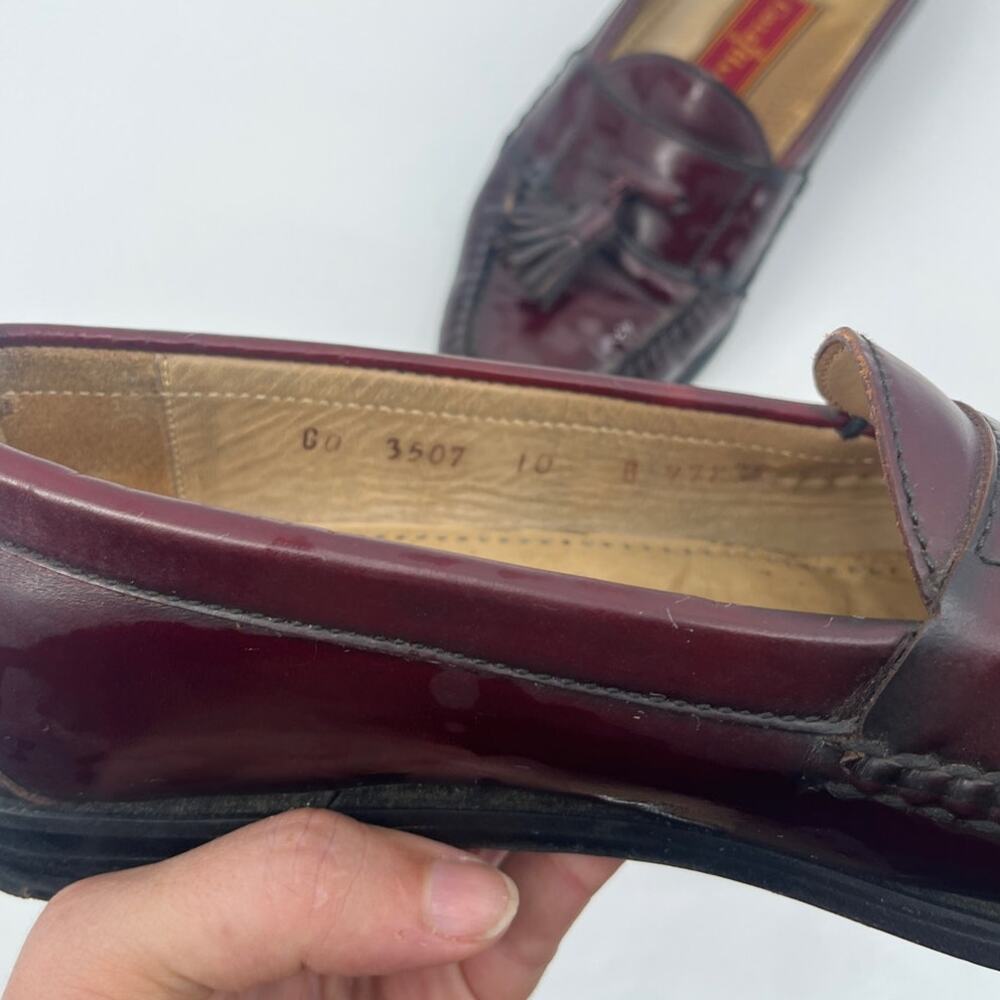 Vtg Cole Haan City Tassel Loafer Mens Dress Shoes 10B Burgundy Preppy 90 Ivy Y2K - Picture 9 of 12